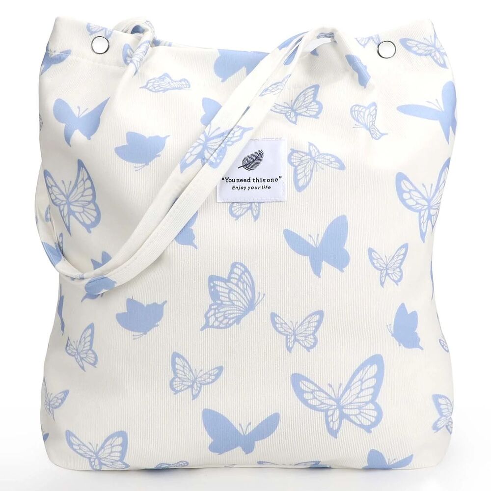 Corduroy Tote Bag with Butterflies / NWOT